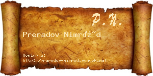 Preradov Nimród névjegykártya